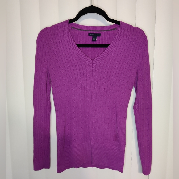 Tommy Hilfiger Tops - Tommy Hilfiger Purple Long Sleeve Knit Sweater Size Small/Petite